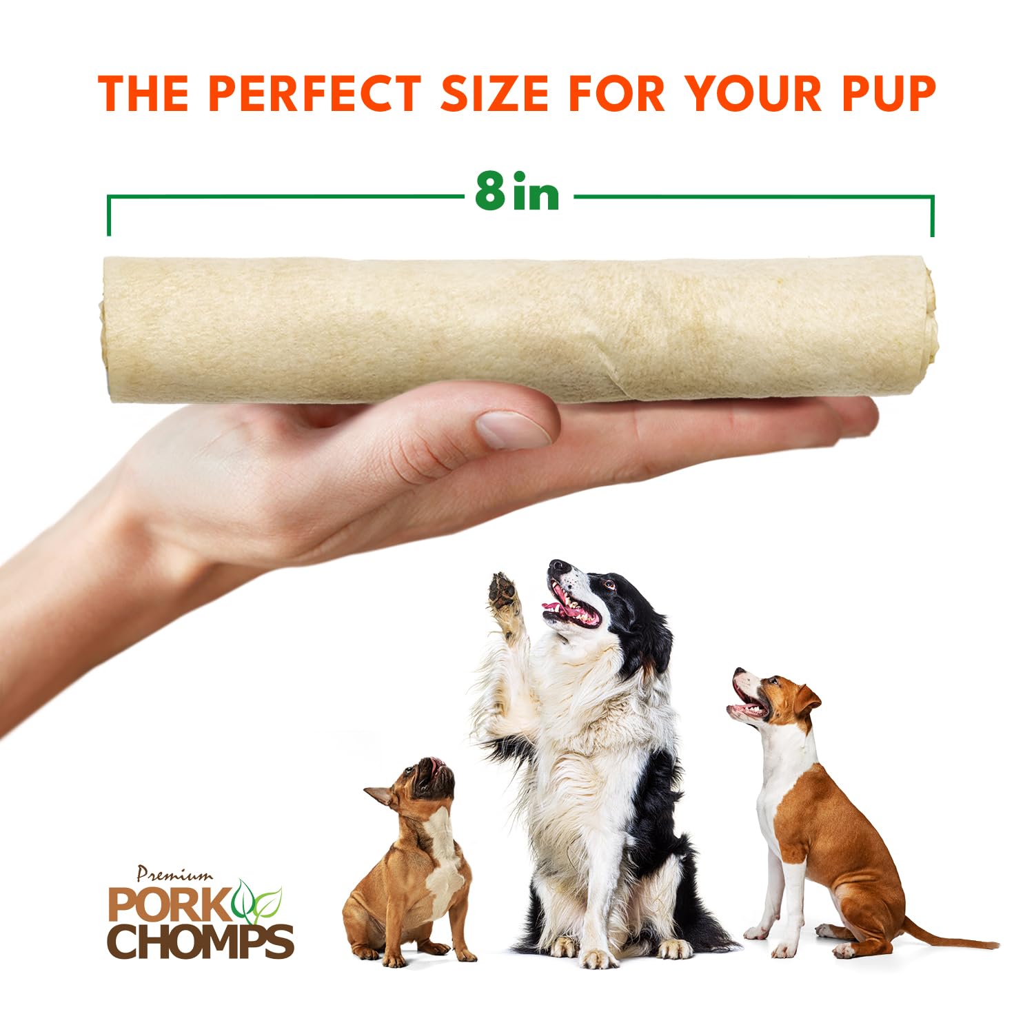 Pork Chomps varios rollos en bol listos para ofrecer y entretener