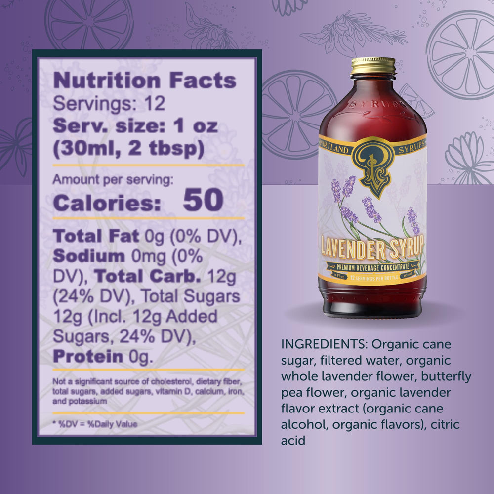 Portland Syrups junto a objetos cotidianos para comparar tamaño 12 oz