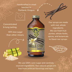 Portland Syrups jarabe vertido en un latte creando sabor intenso