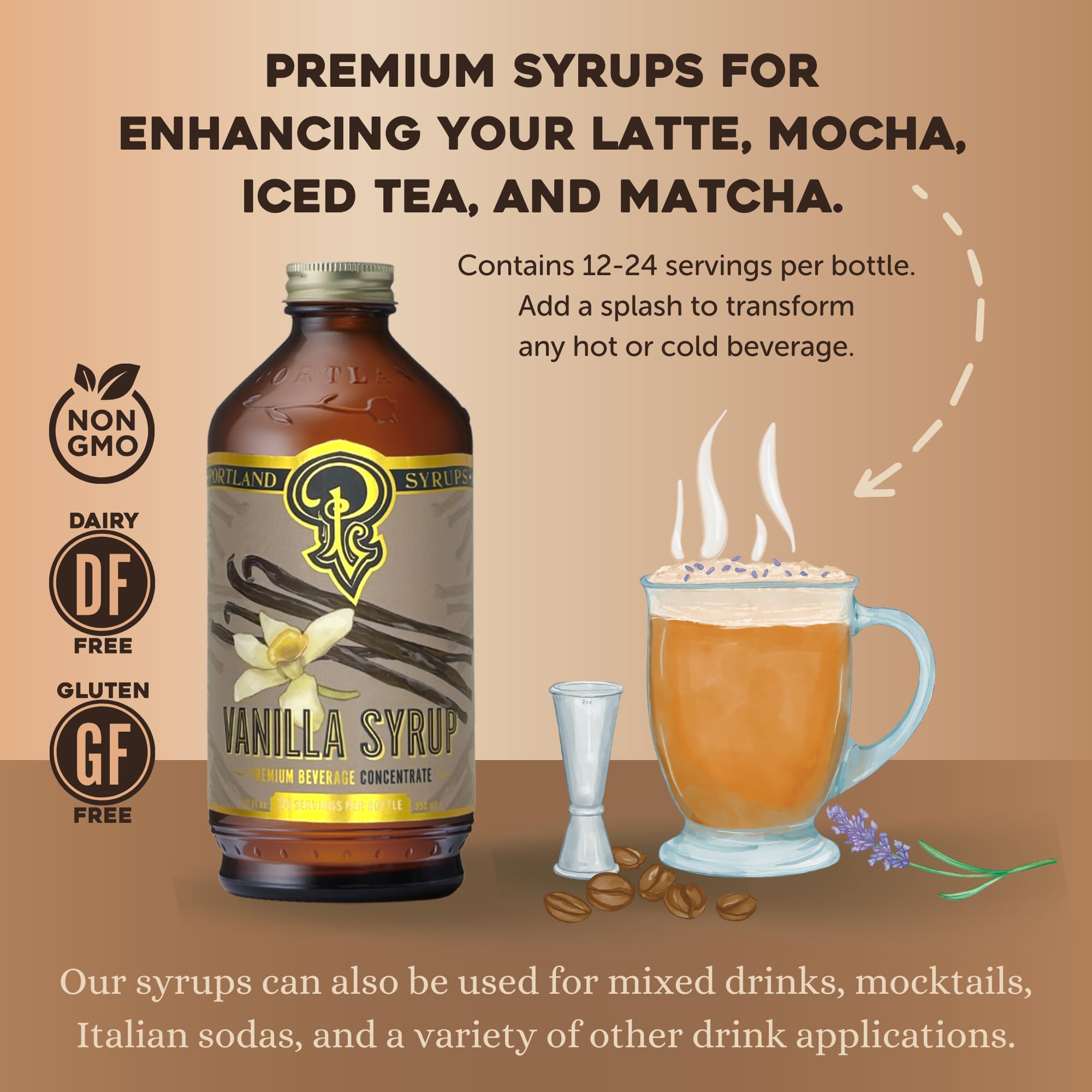 Portland Syrups etiqueta detalle con información de vainilla Tahití