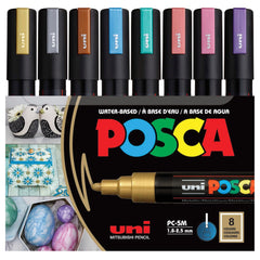 posca frontal del empaque mostrando colores metálicos y facilidad de elección