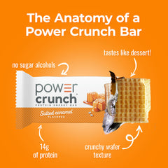 Power Crunch primer plano de obleas crujientes destacando crocancia y placer