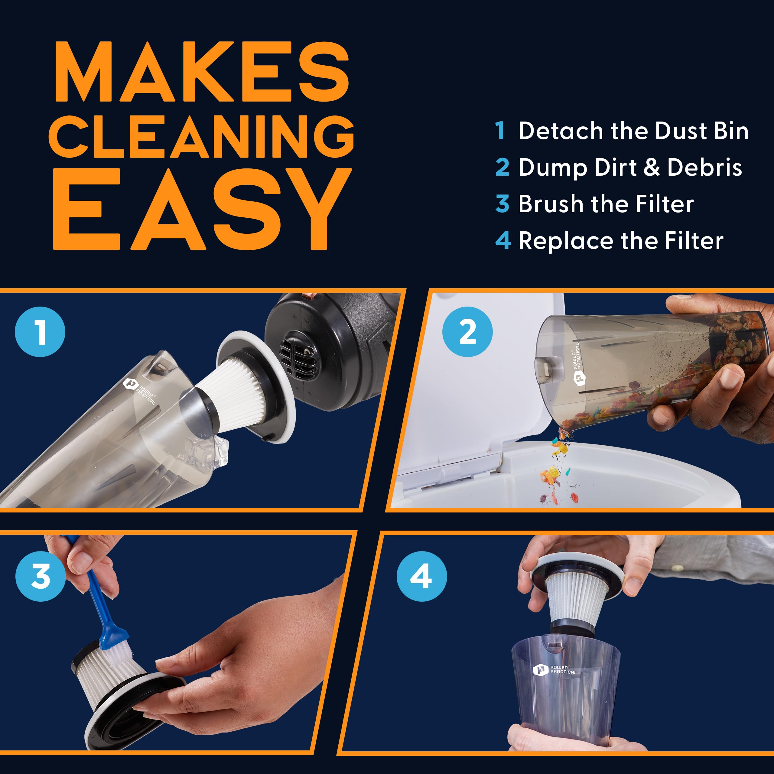 Power Practical ThisWorx held in hand to show lightweight 2.4 lb size and portability