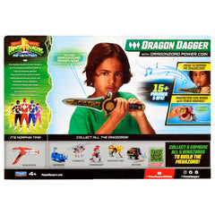 Power Rangers Dragon Dagger con Power Coin mostrando escala y compatibilidad
