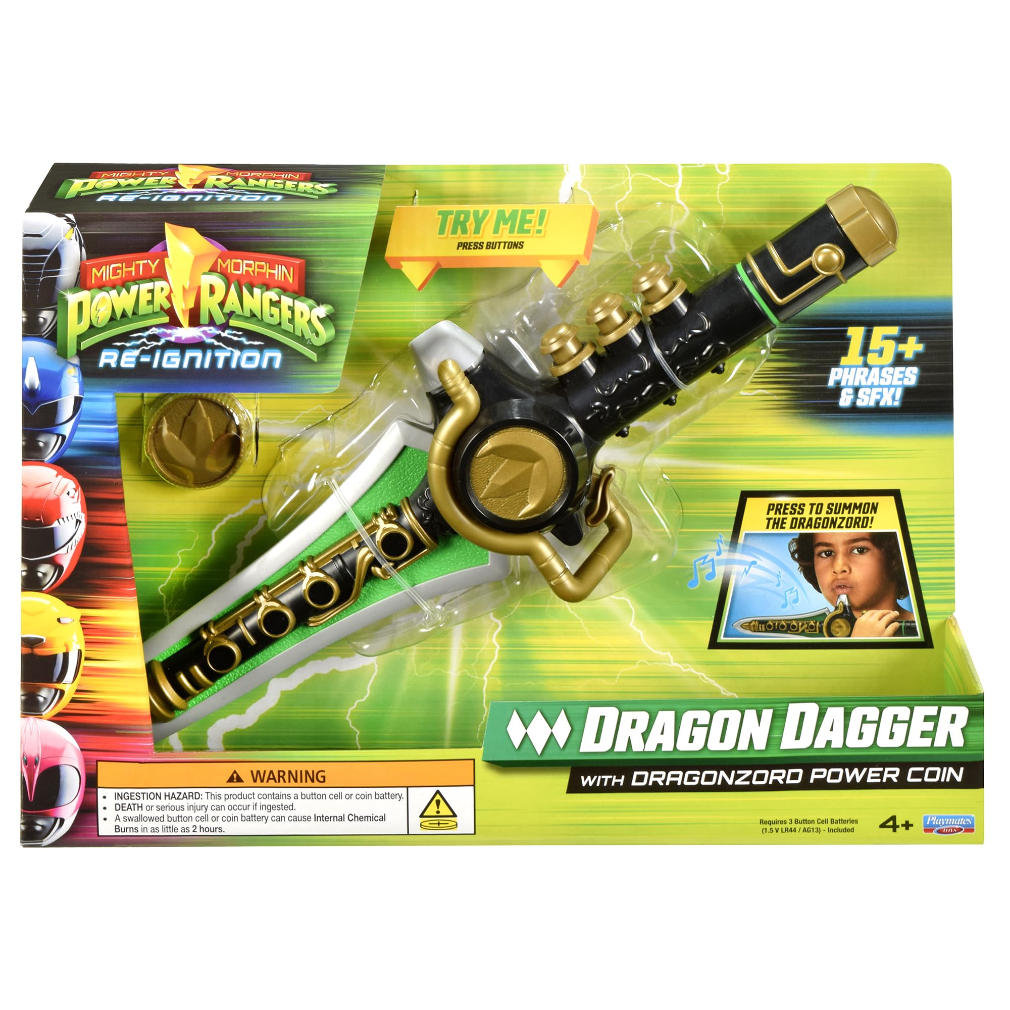 Power Rangers Dragon Dagger detalle de textura y botones para mejor durabilidad