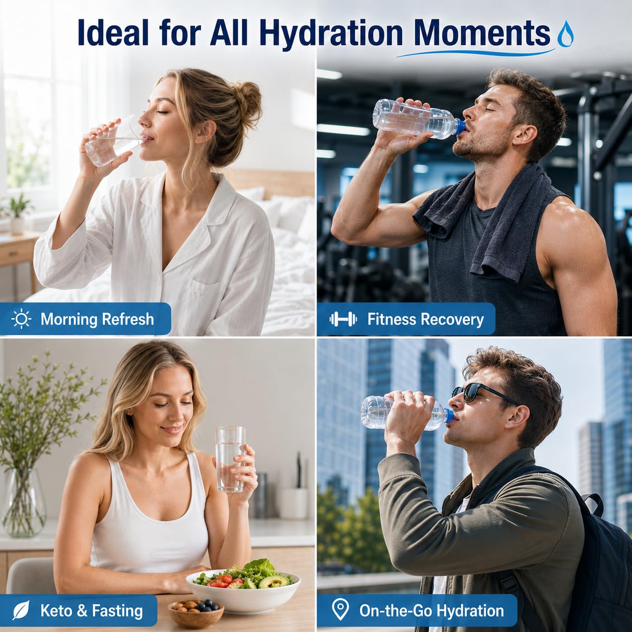 PowerH2O+ deportista usando bebida para reponer electrolitos tras actividad