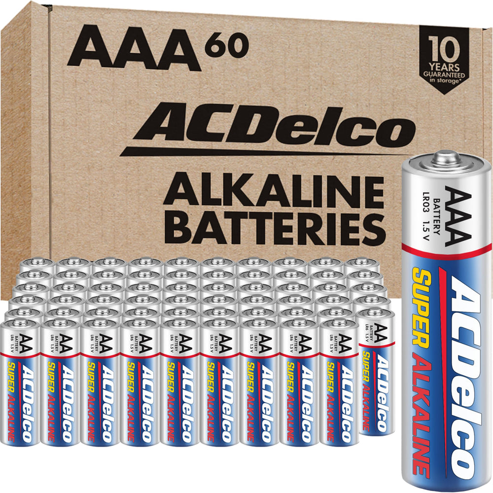 Powermax ACDelco pack frontal mostrando 60 pilas y cierre reclosable para ahorro