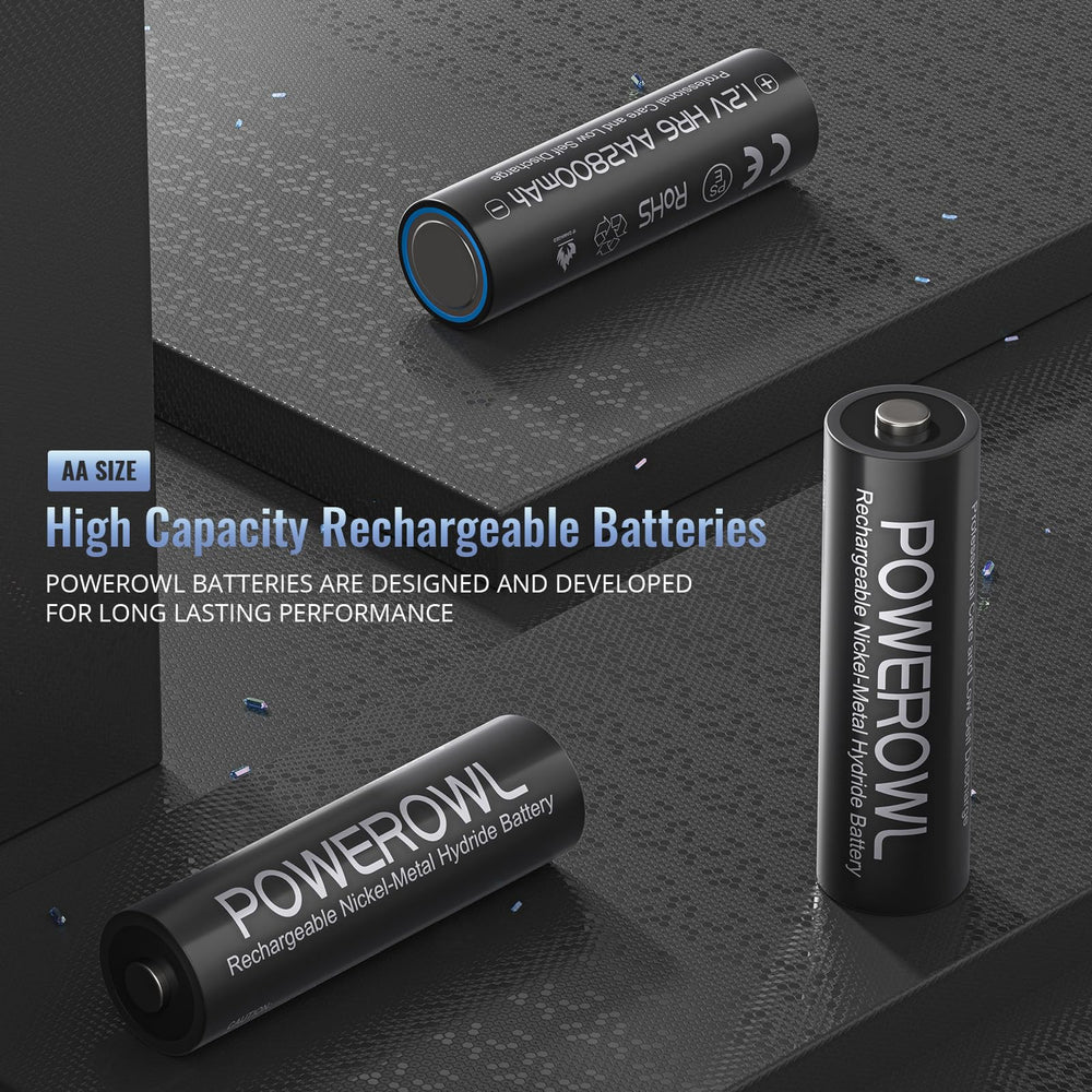 POWEROWL AA single cell close-up highlighting 2800mAh high capacity