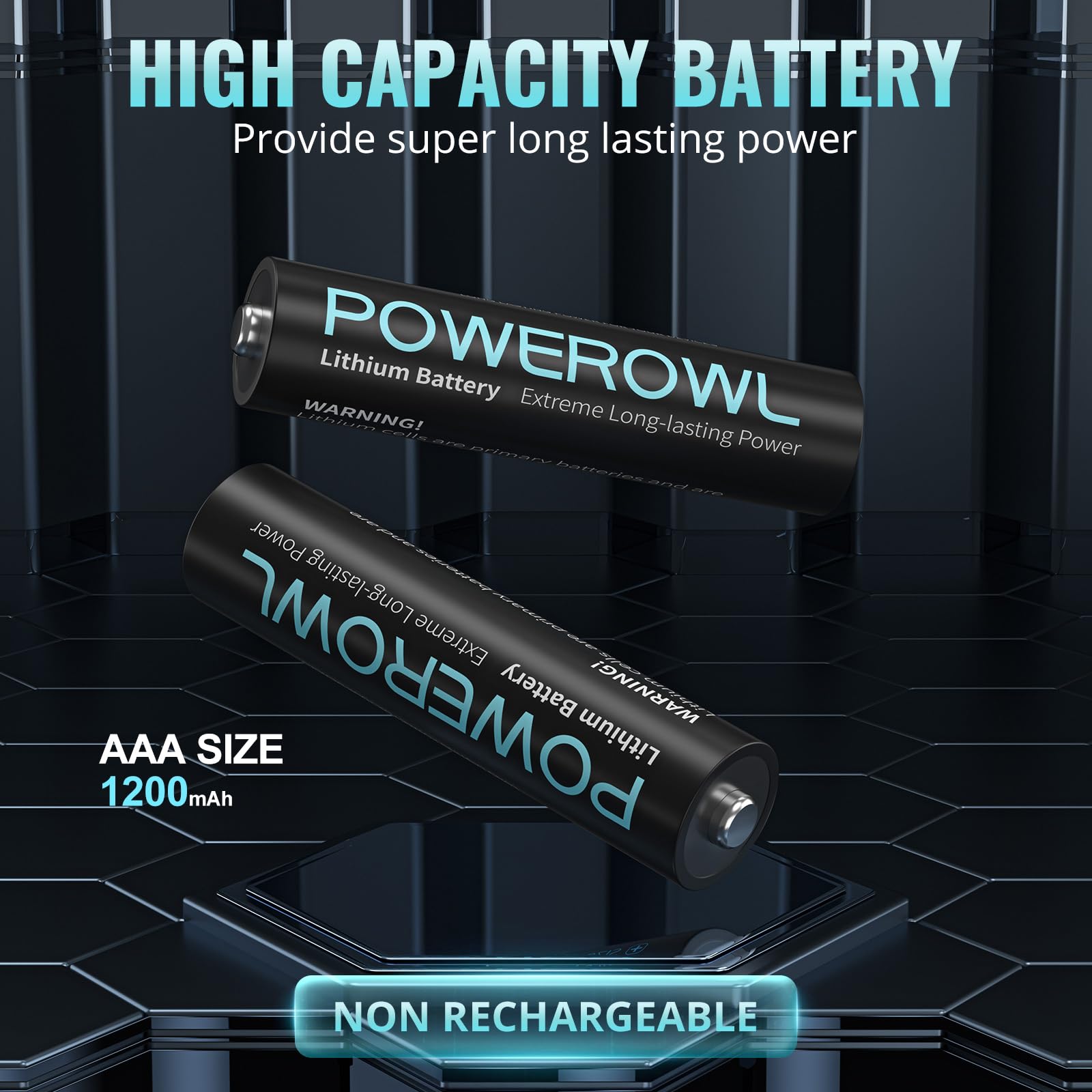 POWEROWL primer plano de construcción de la pila con sello antifuertes y seguridad
