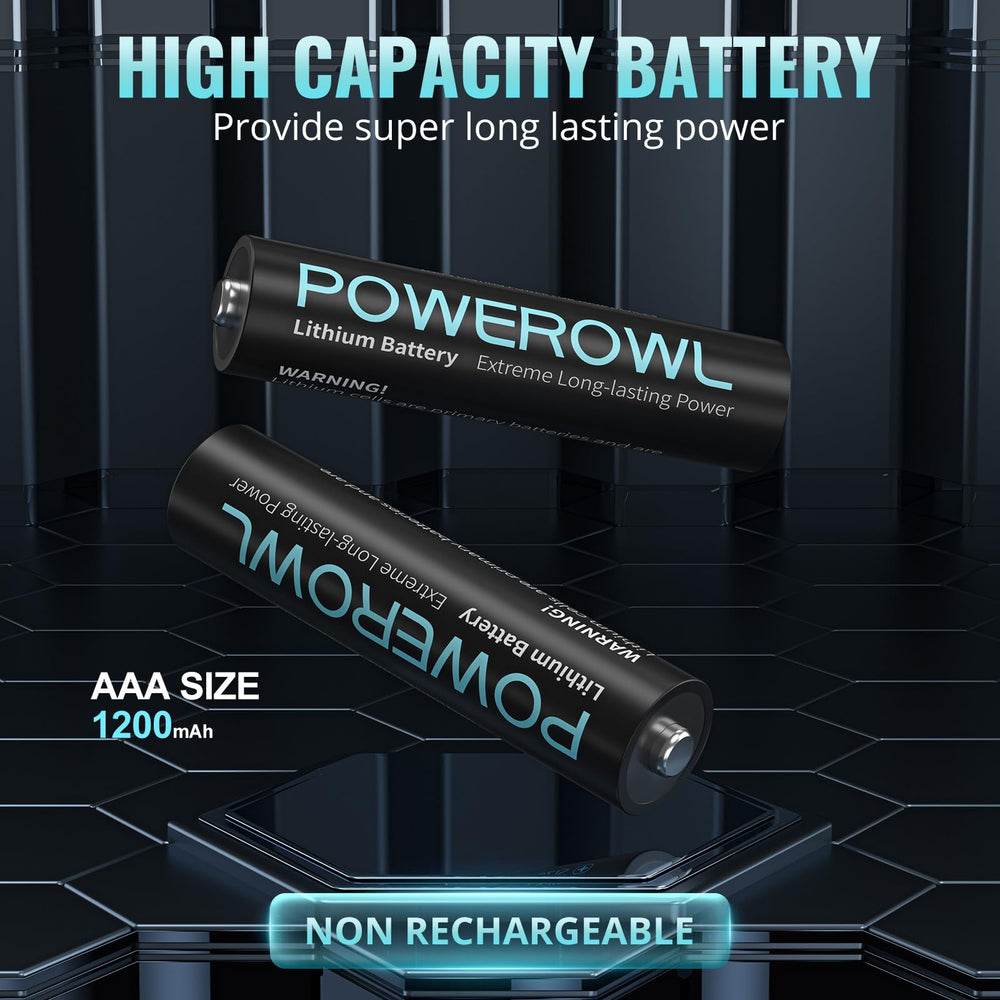 POWEROWL primer plano de construcción de la pila con sello antifuertes y seguridad