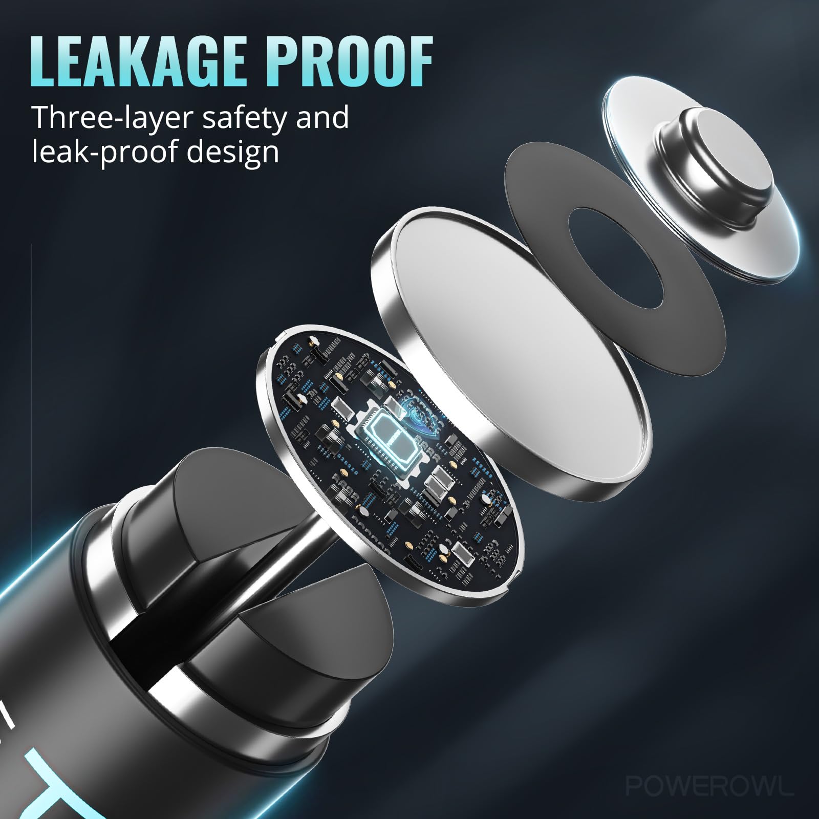 POWEROWL pilas en linterna LED destacando iluminación prolongada