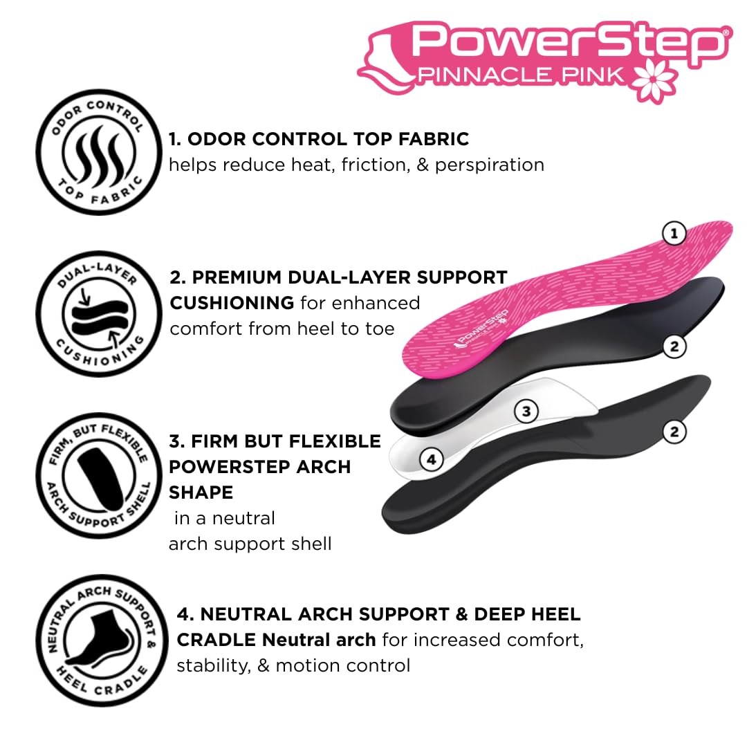 PowerStep Pinnacle Pink textura superior acolchada que brinda confort