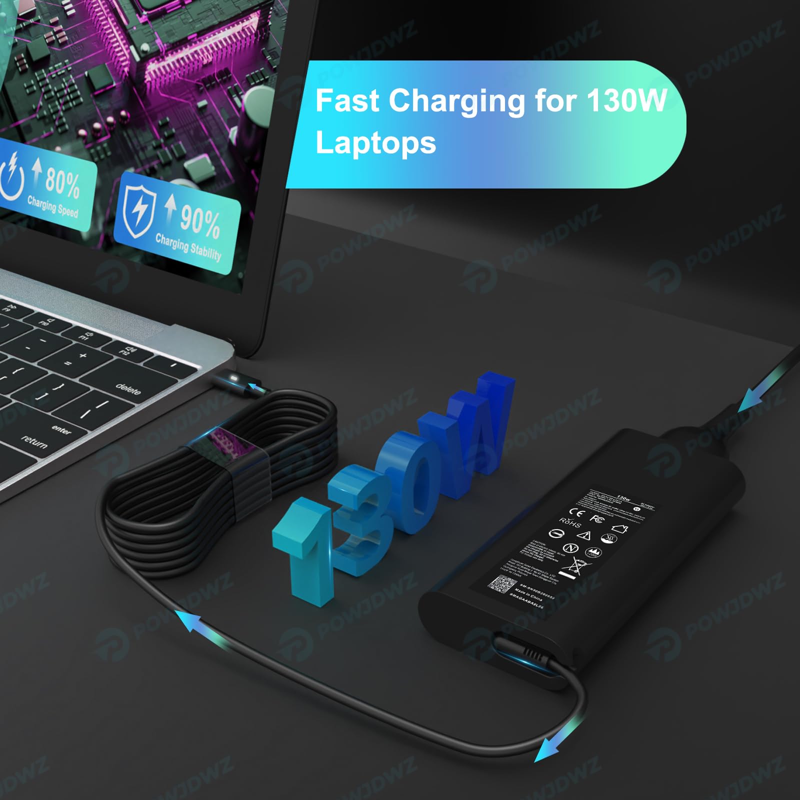 POWJDWZ comparación de tamaño con mano para apreciar dimensiones portátiles