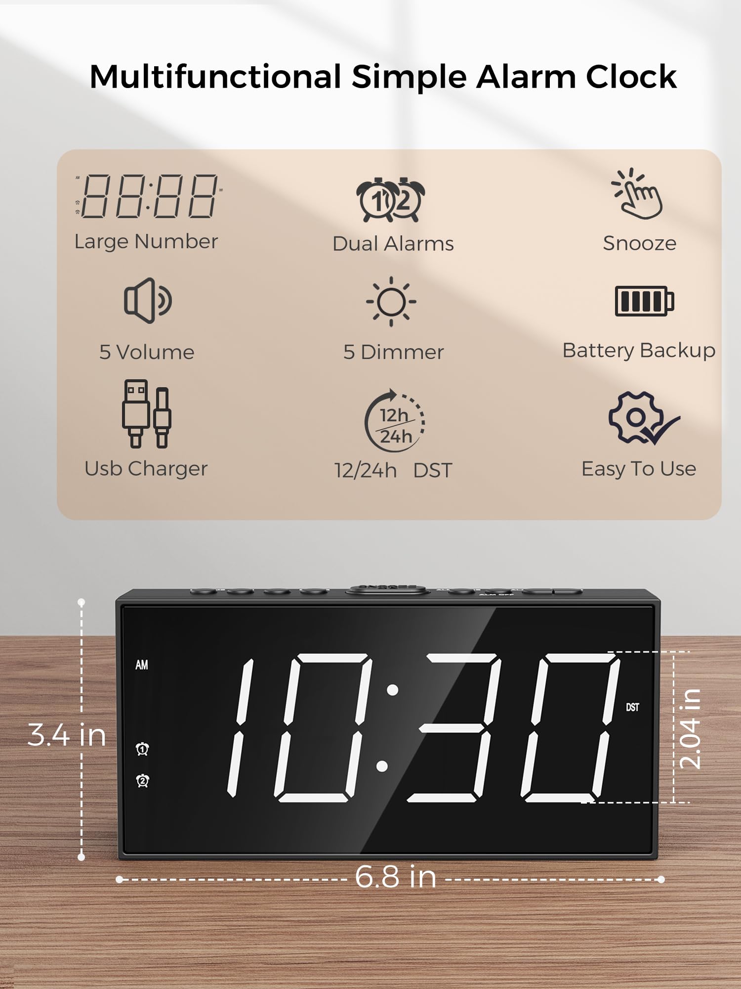 PPLEE dígitos LED grandes en pantalla, visibilidad a distancia