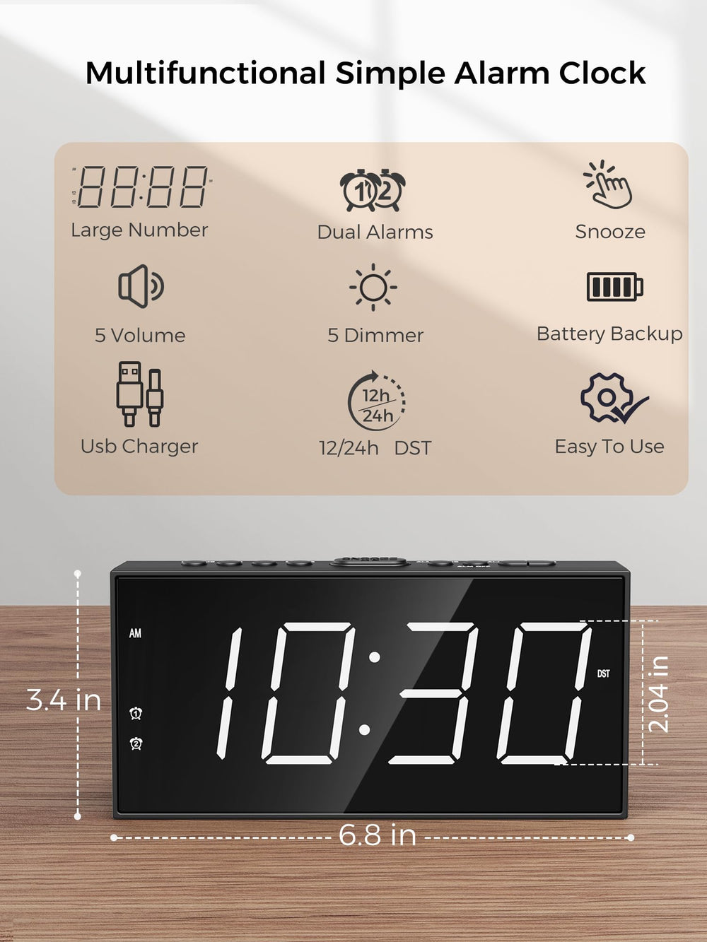 PPLEE dígitos LED grandes en pantalla, visibilidad a distancia
