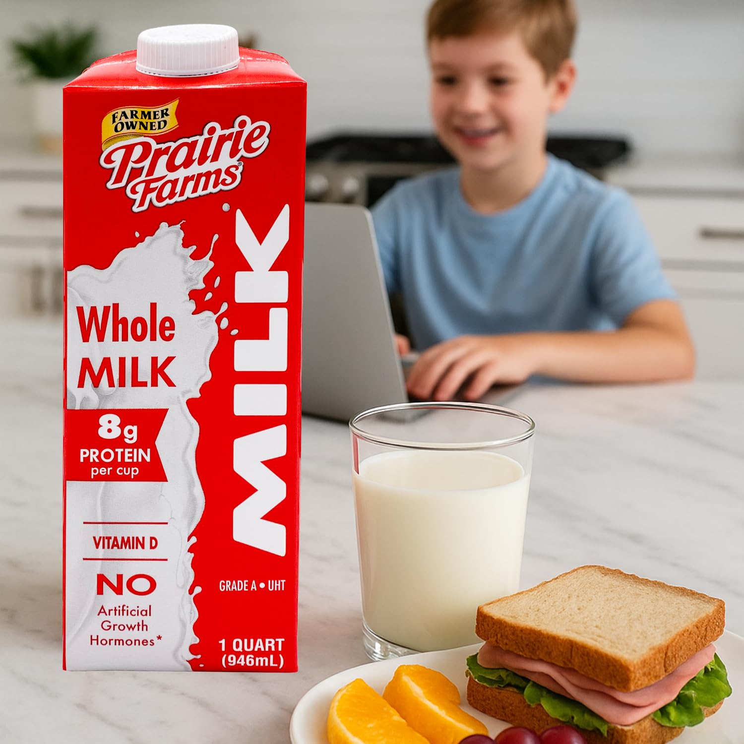 prairie farms detalle de sello de origen eeuu indicando producción local y calidad