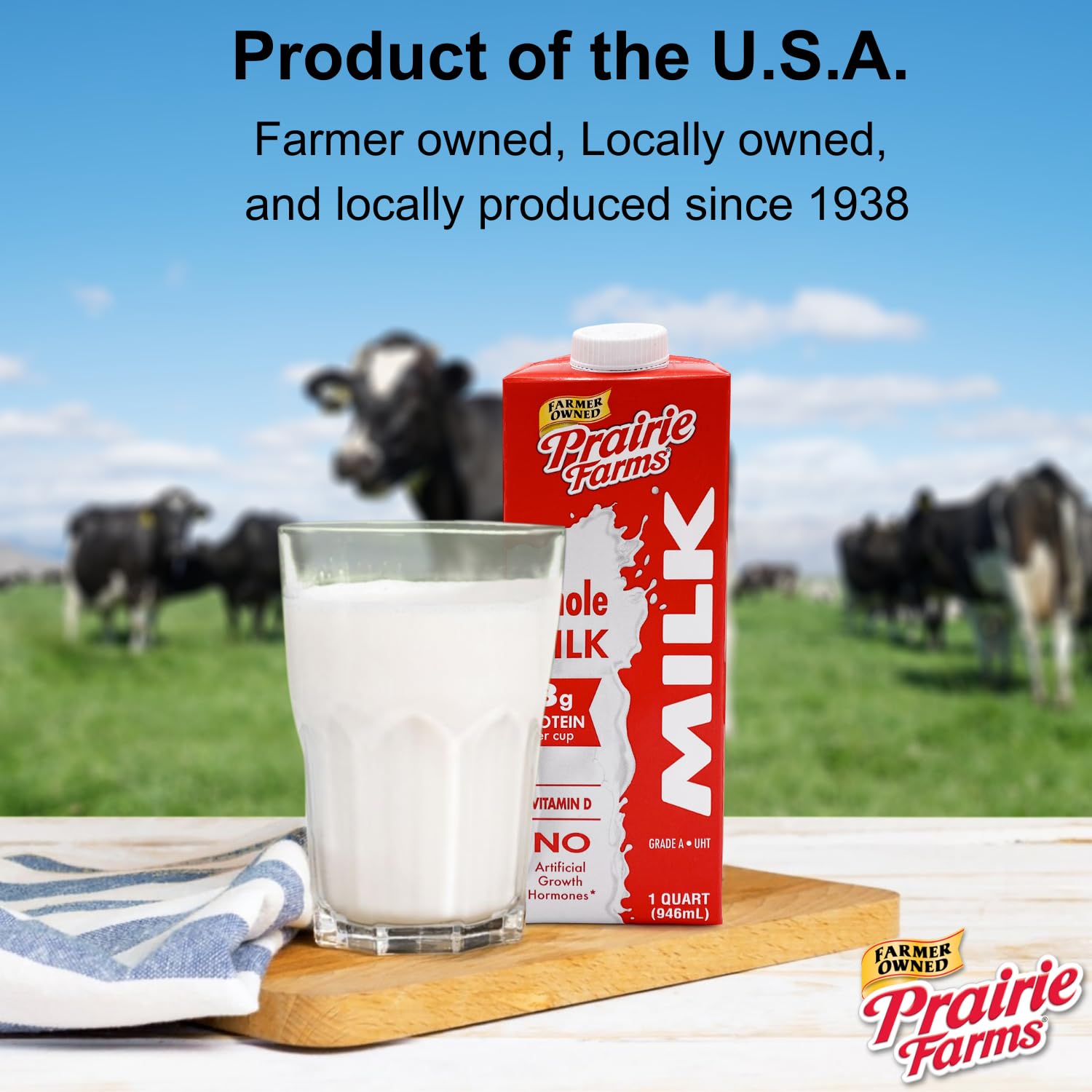 prairie farms etiqueta nutricional y certificaciones señalando vitaminas y kosher