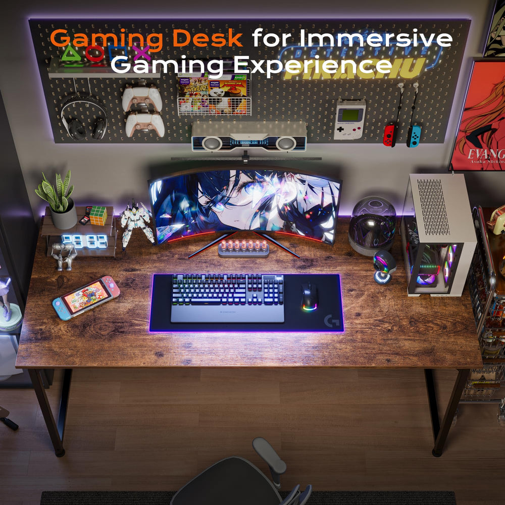 PRAISUN vista superior del tablero mostrando espacio para dos monitores y accesorios
