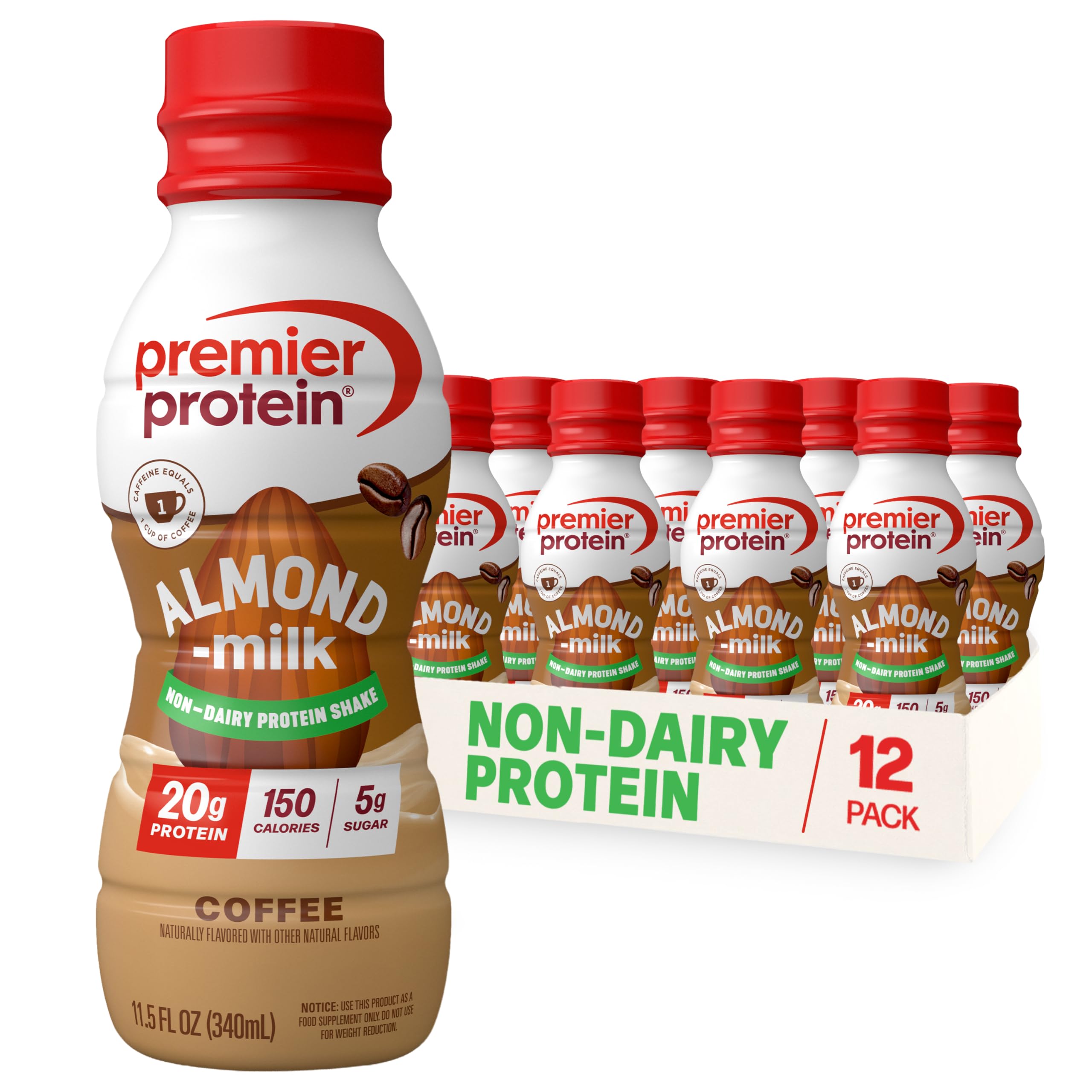 Premier Protein botella frontal Coffee muestra la etiqueta y beneficio práctico