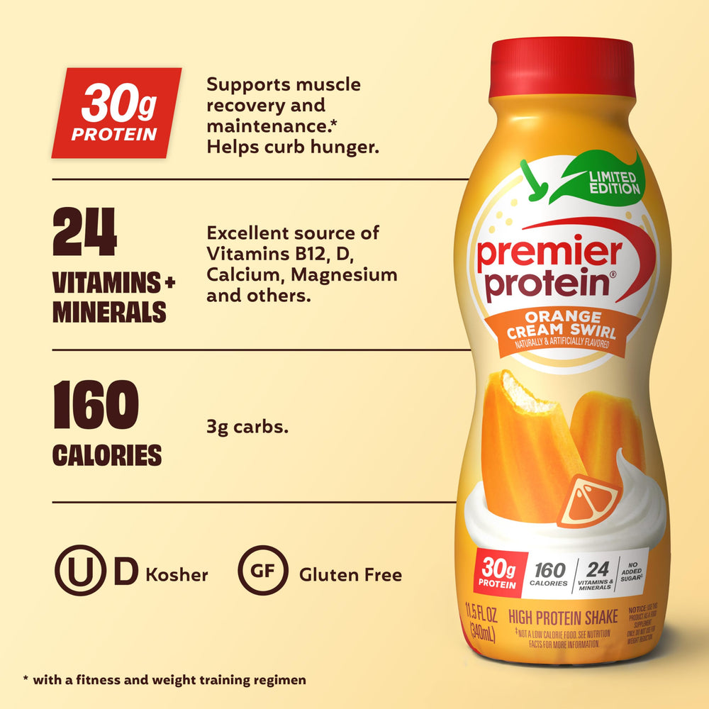 Premier Protein batido vertido en vaso para una toma rápida y nutritiva