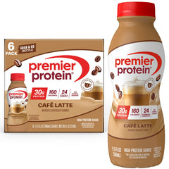 Premier Protein botella frontal Café Latte mostrando envase y beneficio portátil