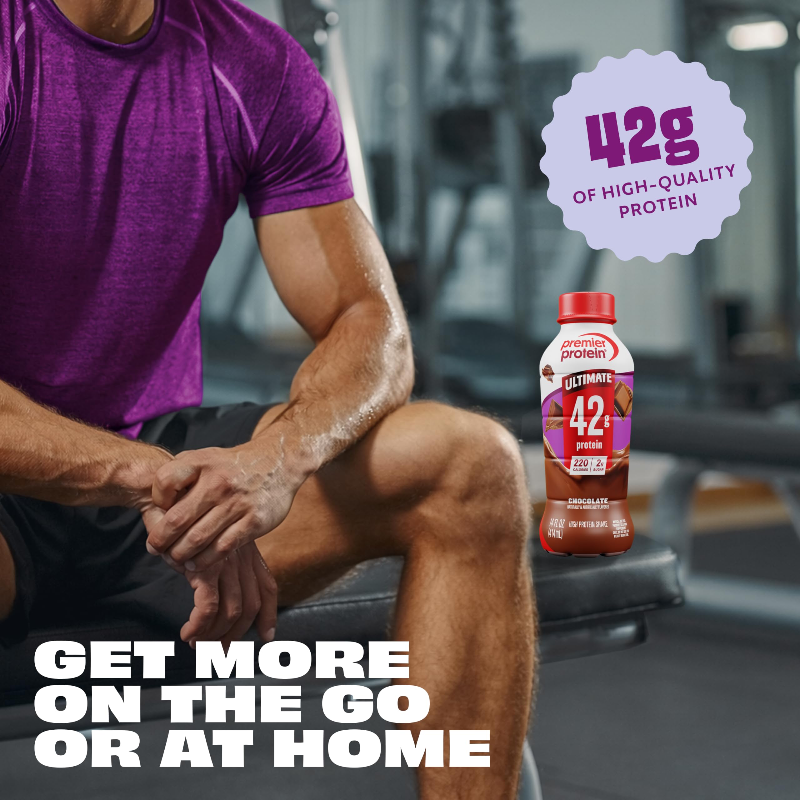 Premier Protein batido servido en vaso, aspecto apetitoso y saciante