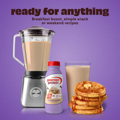 Premier Protein verter batido Cookie Dough en vaso para controlar porciones