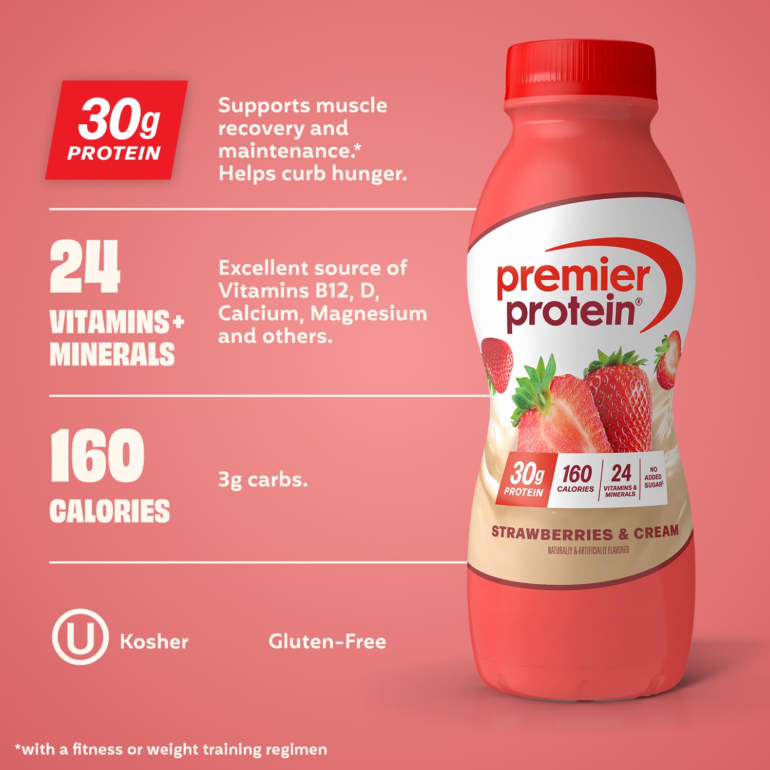 Premier Protein primer plano de textura cremosa y aspecto apetecible