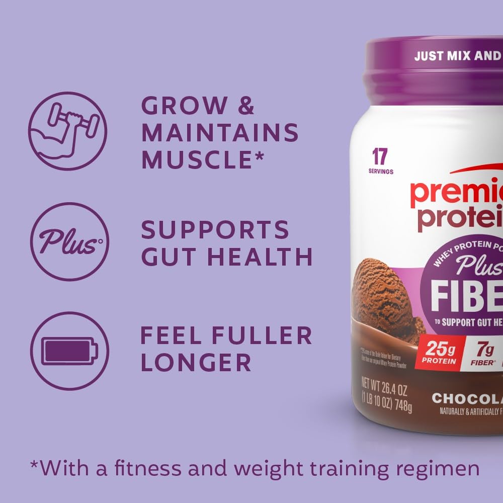 Premier Protein mujer en gimnasio con batido, opción rápida para recuperación