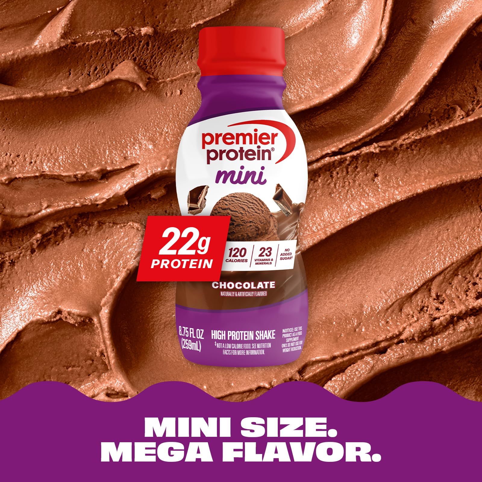 Premier Protein MINIs etiqueta nutricional con información de calorías y vitaminas