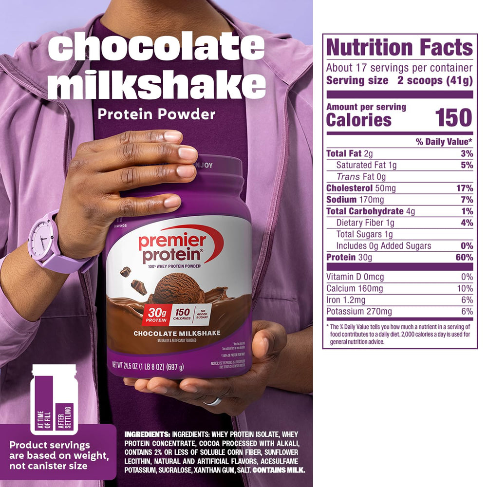 Premier Protein cucharada con una porción exacta lista para mezclar