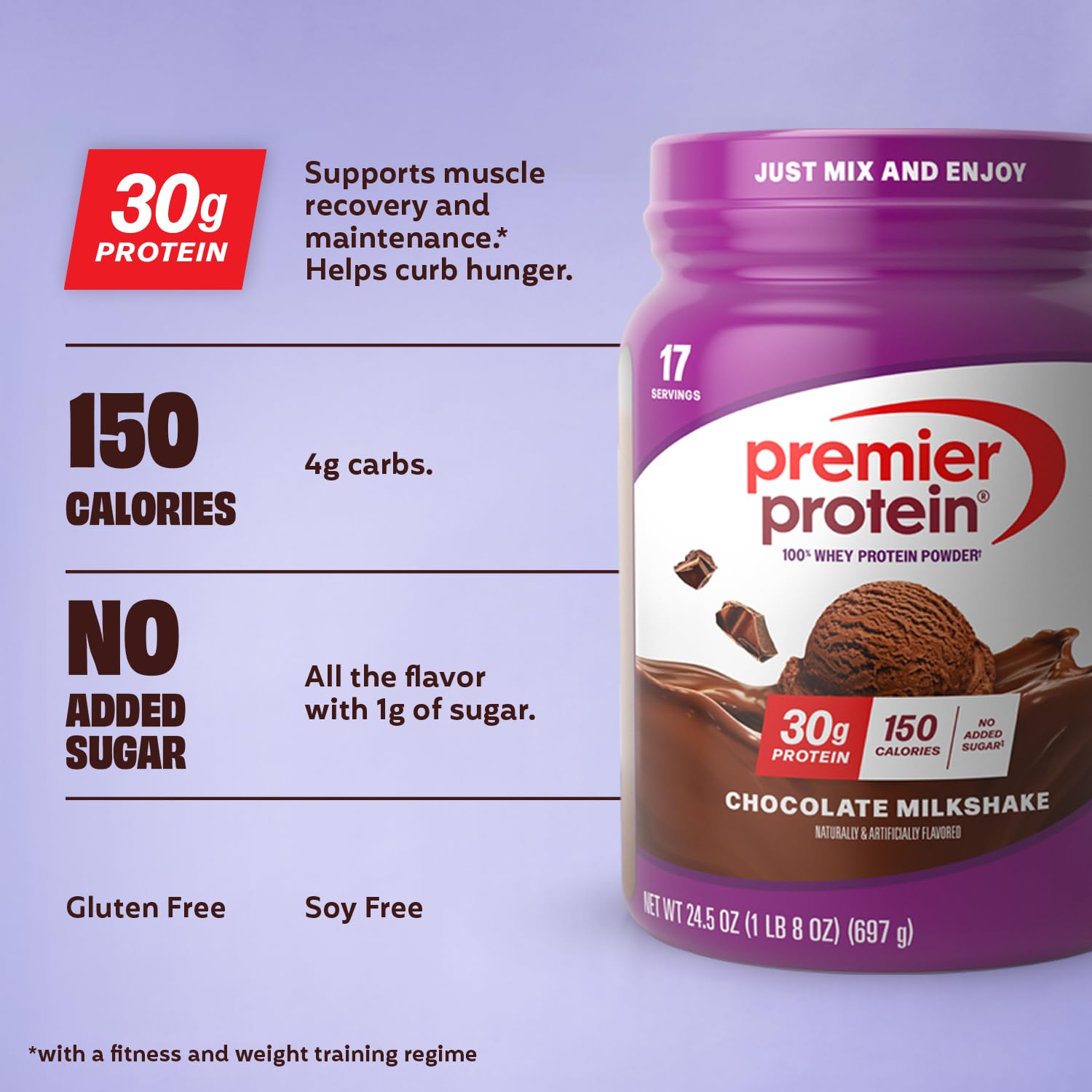 Premier Protein textura del polvo en primer plano para mezcla instantánea