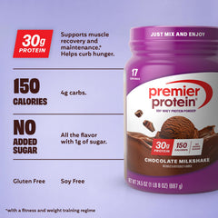 Premier Protein textura del polvo en primer plano para mezcla instantánea