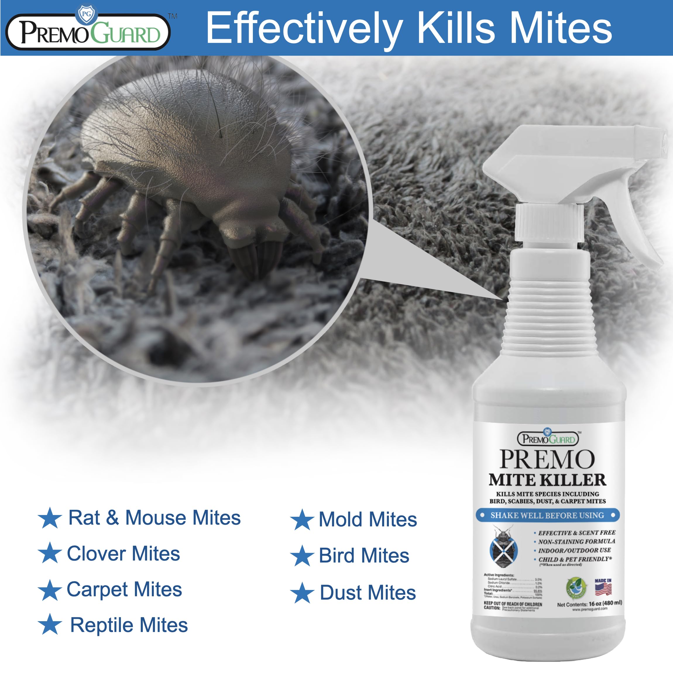 Premo Guard clear spray texture close-up indicating non-staining formula