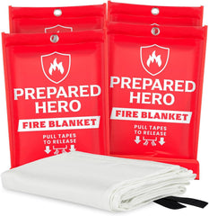 Prepared Hero vista frontal del paquete mostrando manta ignífuga, rápida protección