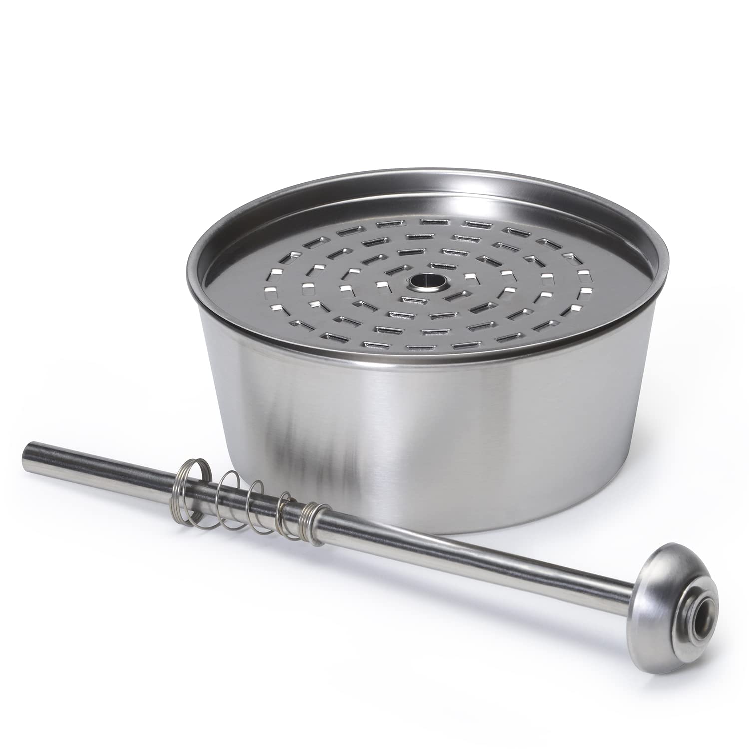 Presto detail of stainless perk tube and basket highlighting durable construction and pure flavor benefit