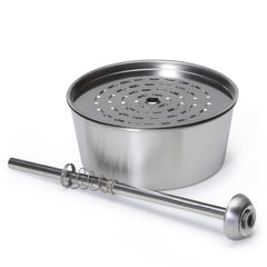 Presto detail of stainless perk tube and basket highlighting durable construction and pure flavor benefit