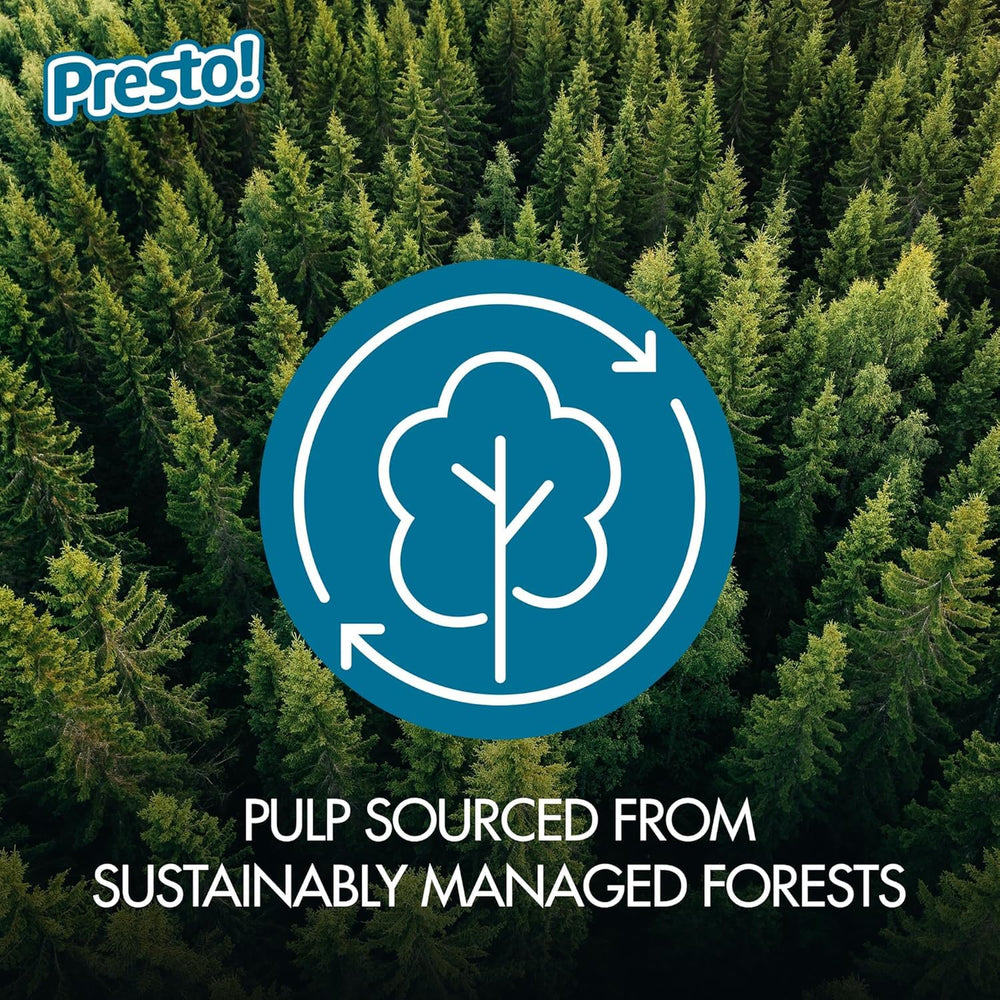 Presto! etiqueta con certificaciones FSC y Greencircle destacando sostenibilidad