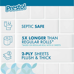 Presto! rollo en un dispensador en baño demostrando facilidad de uso