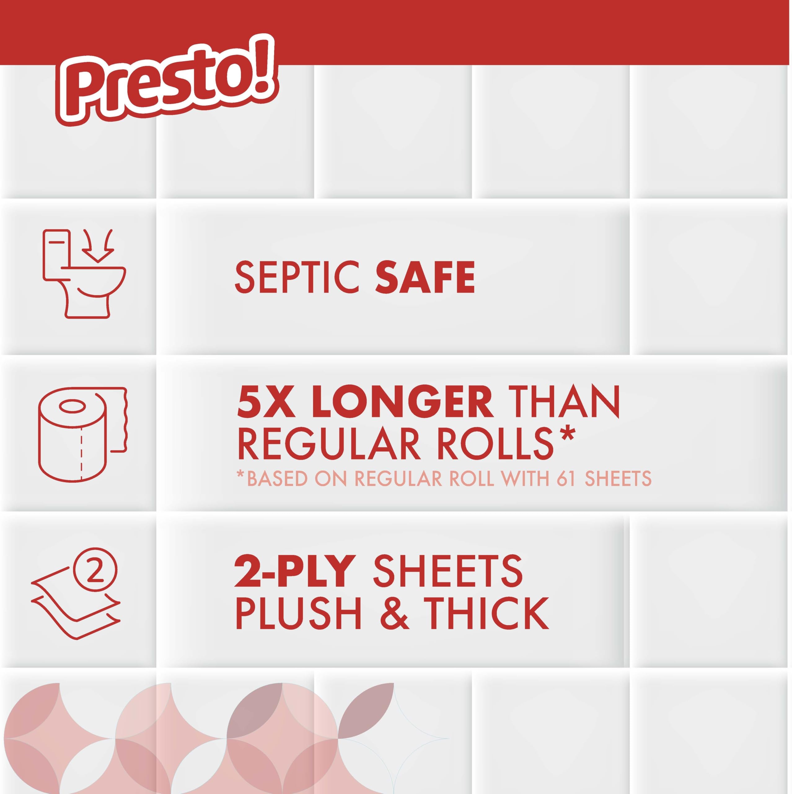 Presto! rollo en uso en baño demostrando durabilidad y confort