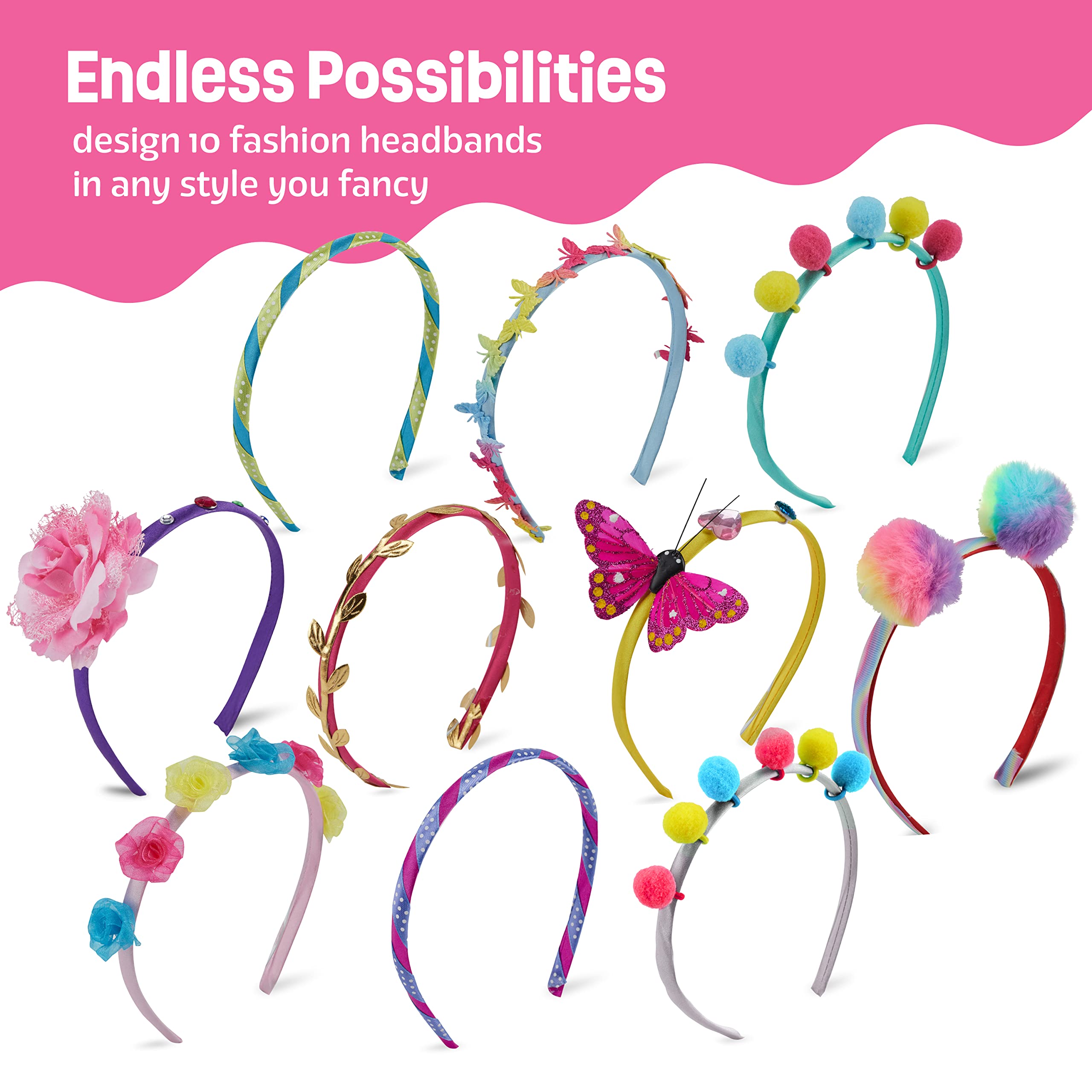 Pretty Me diademas terminadas exhibiendo estilos listos para usar