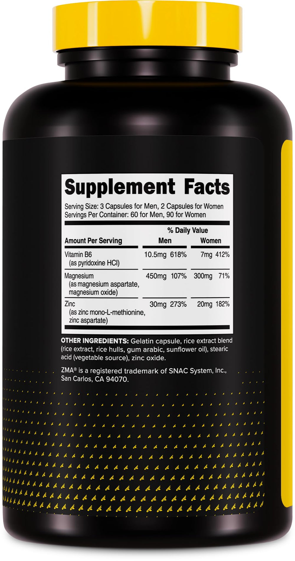 Primaforce ZMA ingredient panel close-up showing zinc magnesium B6 transparency benefit