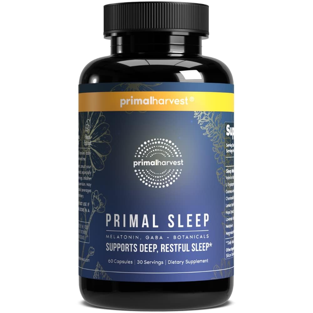 Primal Harvest Sleep vista frontal del envase con información clara y diseño atractivo