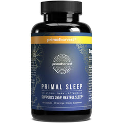 Primal Harvest Sleep vista frontal del envase con información clara y diseño atractivo
