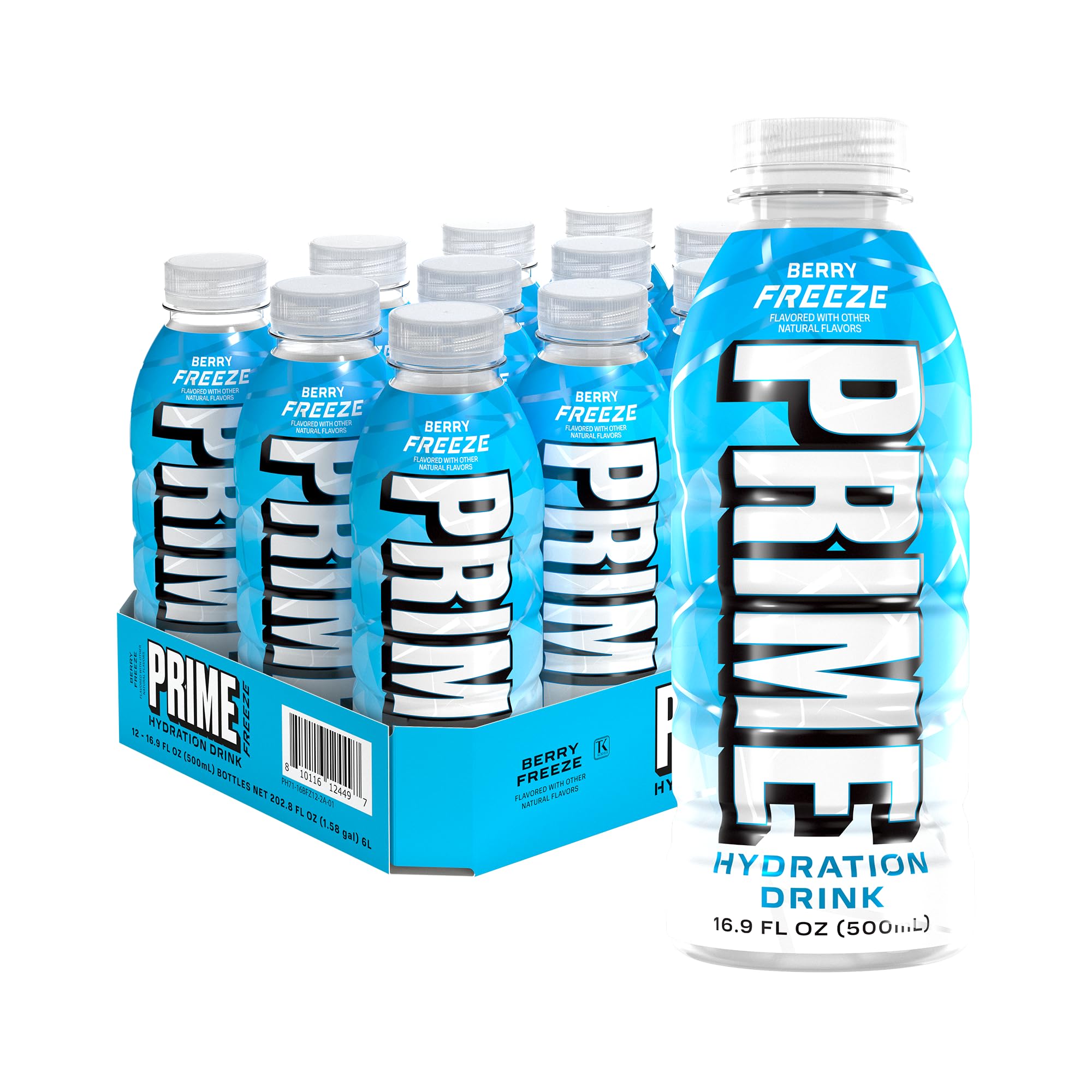 PRIME Hydration botella frontal mostrando diseño y sabor intenso