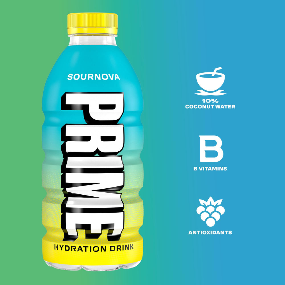 PRIME HYDRATION primer plano del líquido translúcido y colorido, sensación refrescante