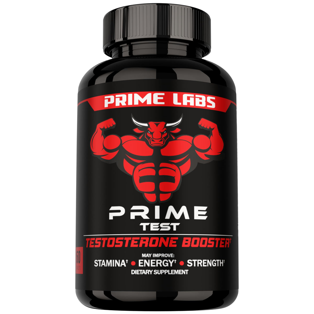 Prime Labs front packaging showing supplement bottle and branding benefits