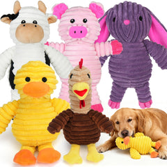 PrimePets empaque frontal mostrando el pack de cinco peluches y atractivo visual