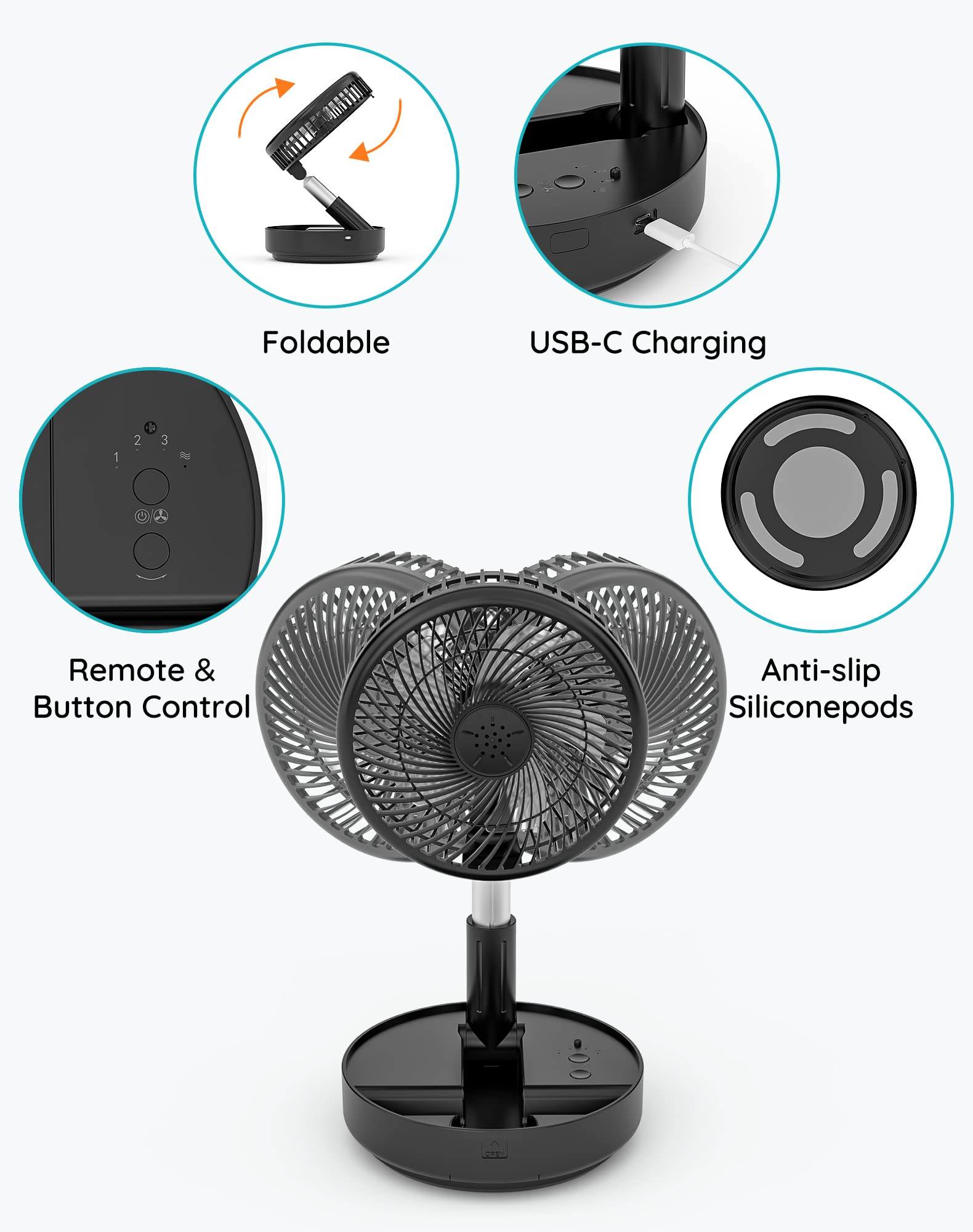 Primevolve en uso sobre mesa oficina brindando frescor cómodo