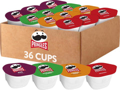 Pringles paquete 36 tazas mostrando variedad y conveniencia